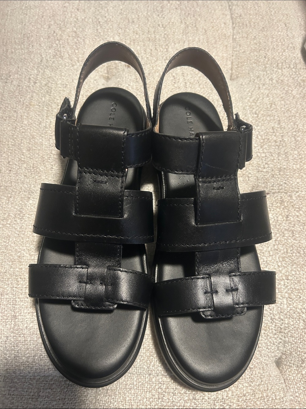 Cole Haan Women's Black Leather Strappy Slingback Sandals